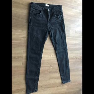 Zara premium denim black acid wash high rise jean